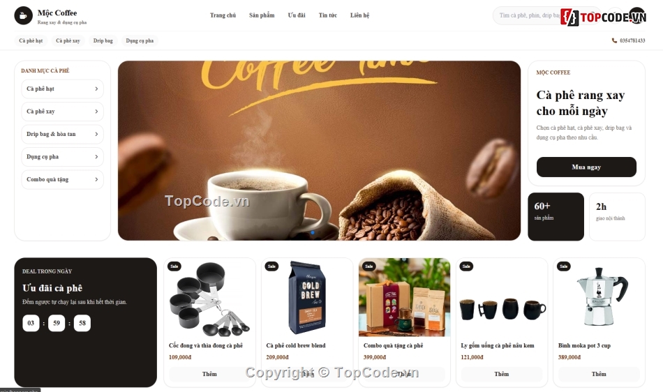 giao diện cực đẹp,web bán cà phê,web cà phê